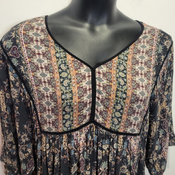 Style & Co Size 3x Green Boho Floral Print Knee Length Dress - Picture 3 of 8